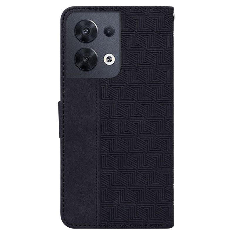 δερματινη θηκη Oppo Reno 8 με κορδονι Strappy Pattern